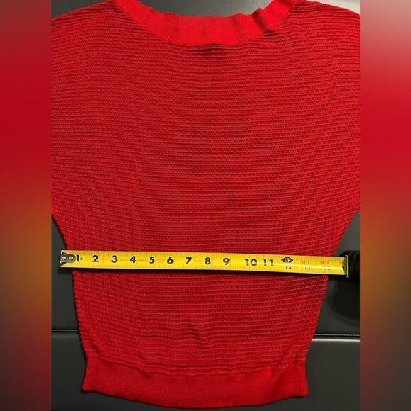Express Red Batwing Sleeve Sheer Open Knit Sweater Sz XS - Picture 6 of 13